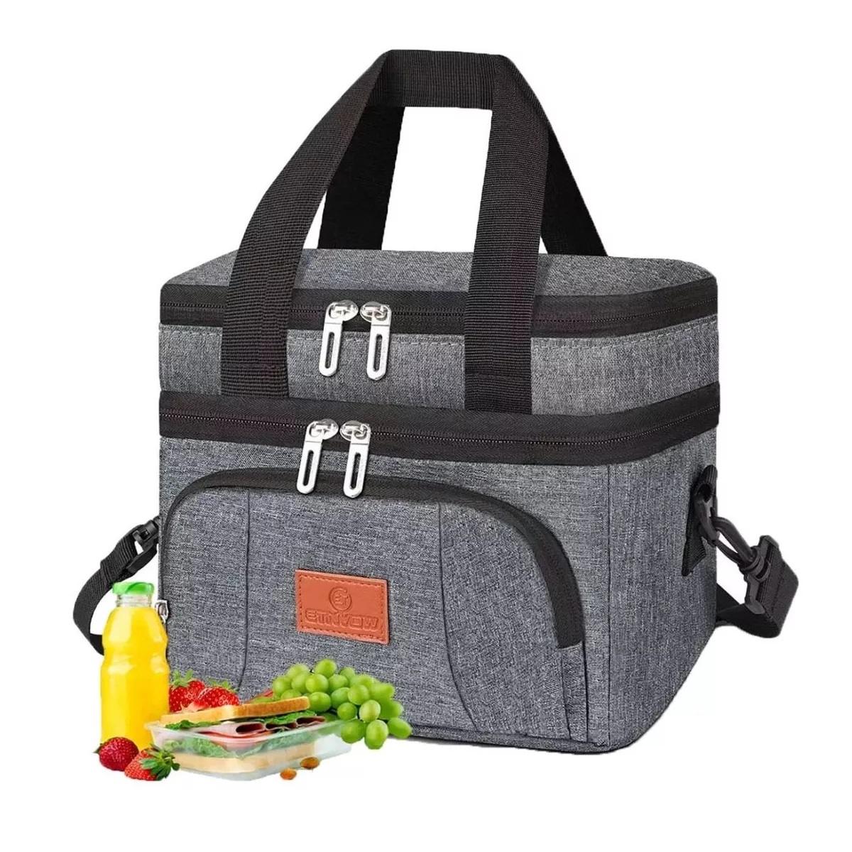 Loncheras Térmica De Doble Capa Bolsa De Almuerzo Portátil Gris