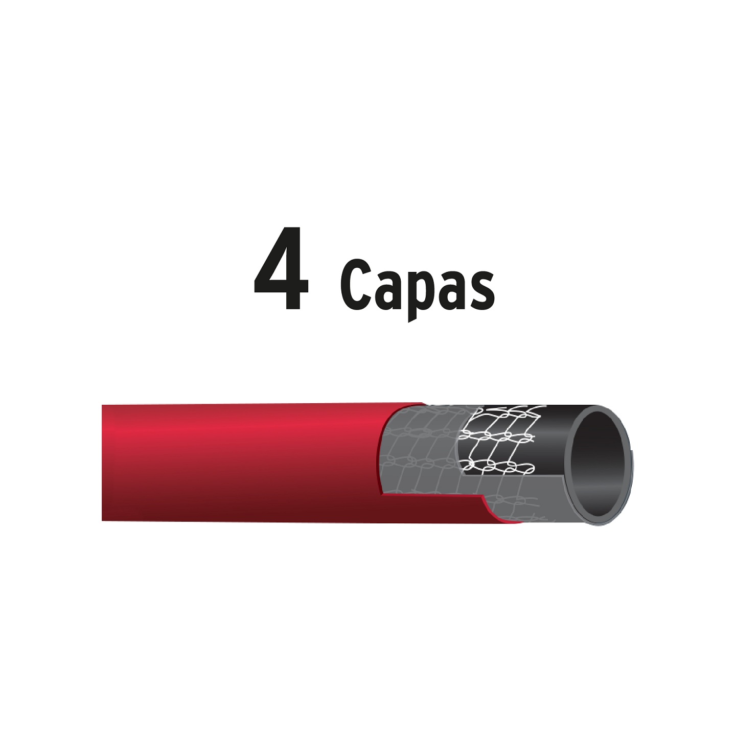 Manguera 1/2' Super Reforzada 4 Capas conexiones metal 25m 19793 Color Rojo