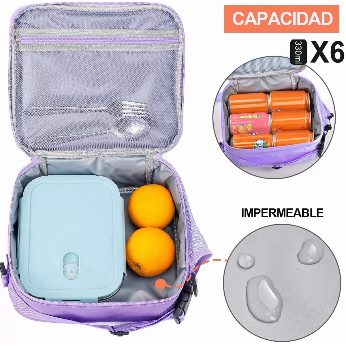 Bolsa Del Almuerzo, Lonchera Térmica Portátil Purple