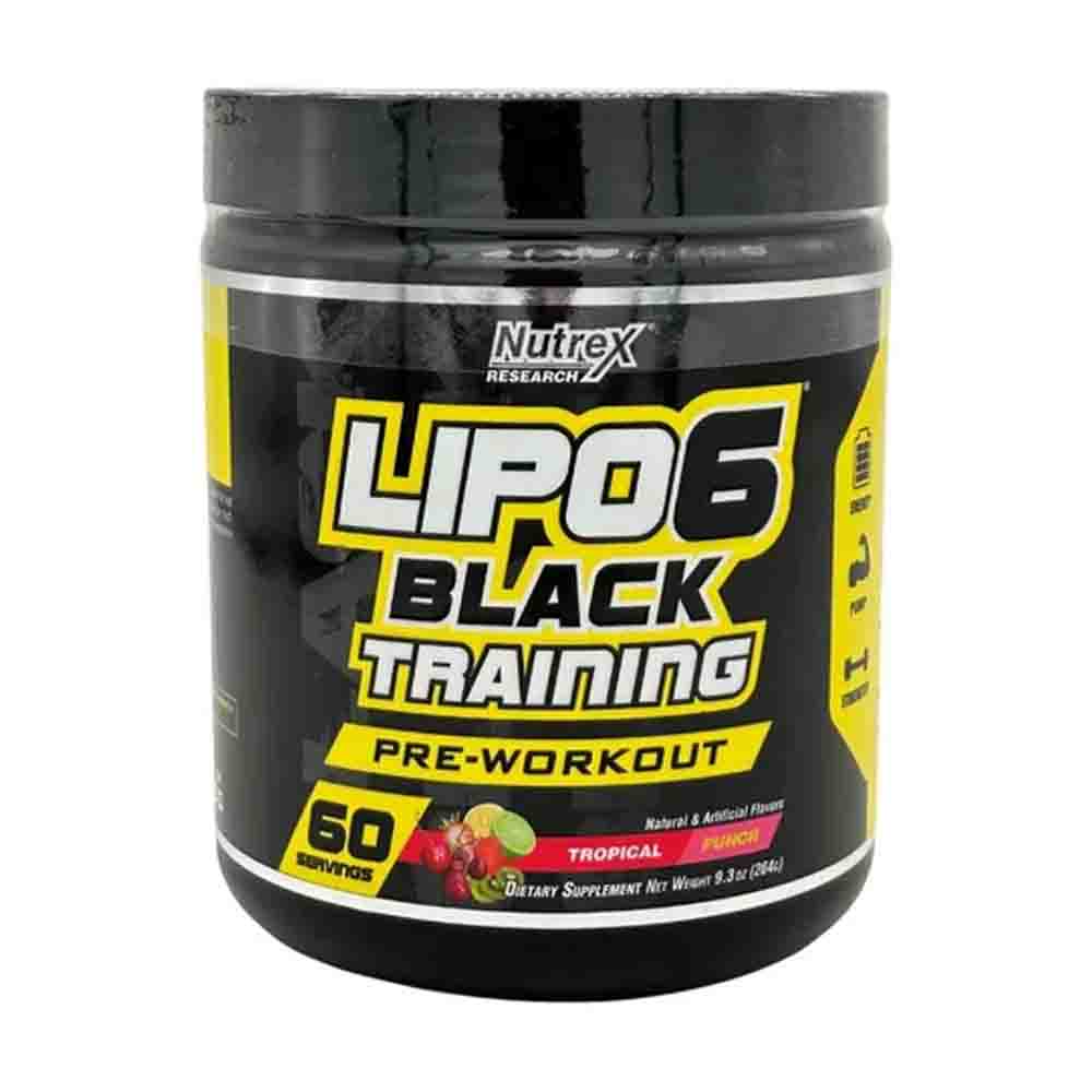 Pre Entreno Nutrex Lipo 6 Black Training 60 servicios Entrenador Sabor Tropical Punch 