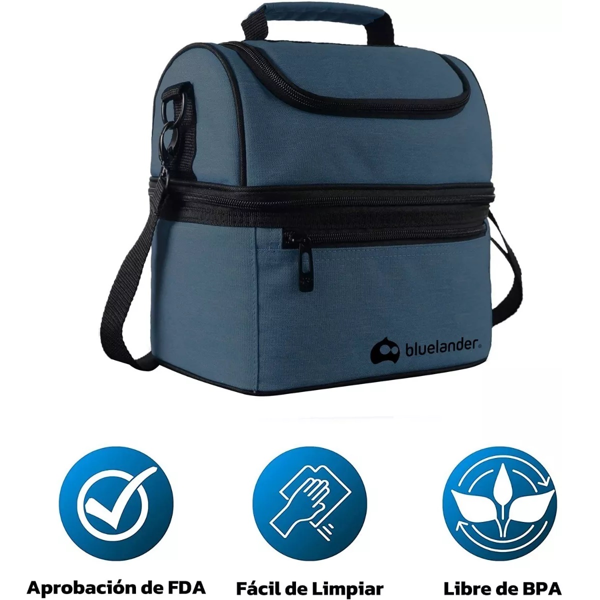 Bolsa De Almuerzo Lonchera Térmica Portátil Y Gran Capacidad Azul