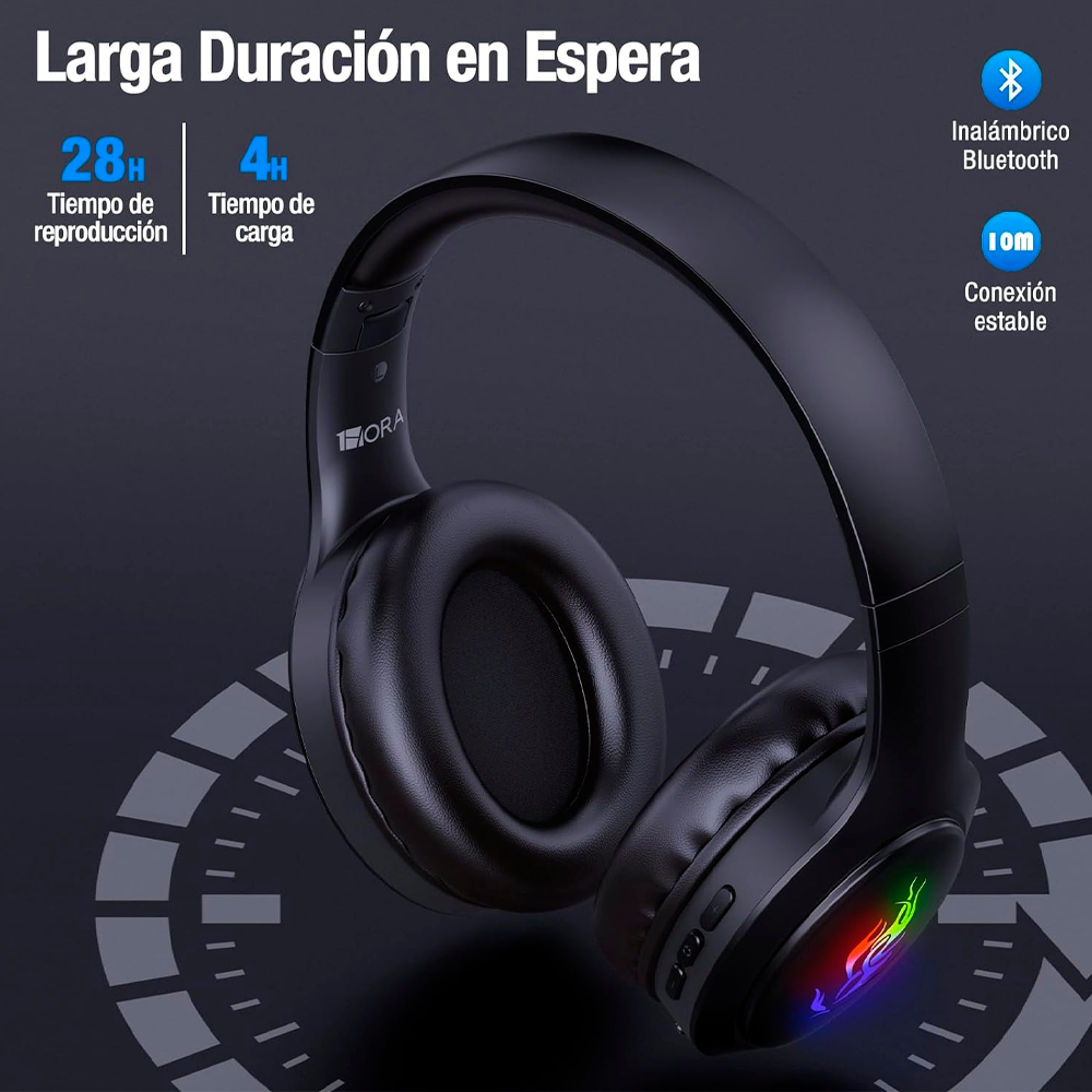 Audífonos Inalámbricos 1 Hora Aut202n Bluetooth 5.1 De Diadema.