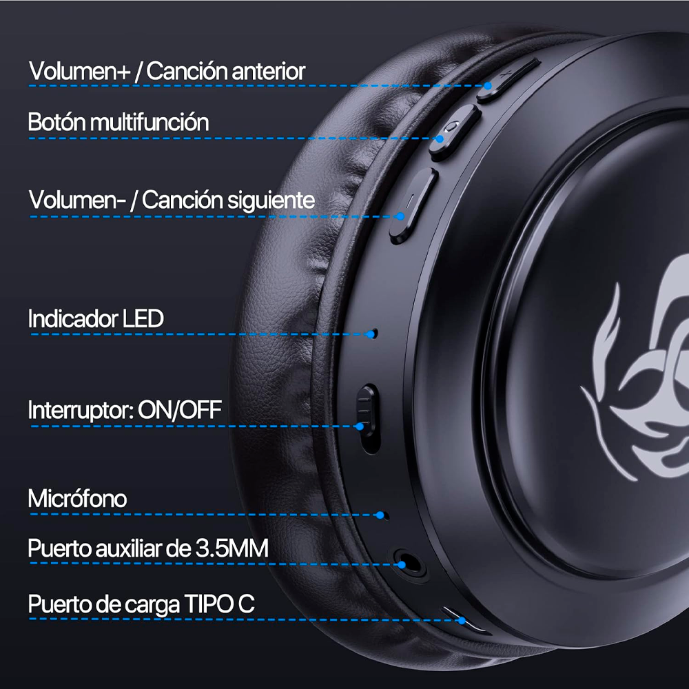 Audífonos Inalámbricos 1 Hora Aut202n Bluetooth 5.1 De Diadema.