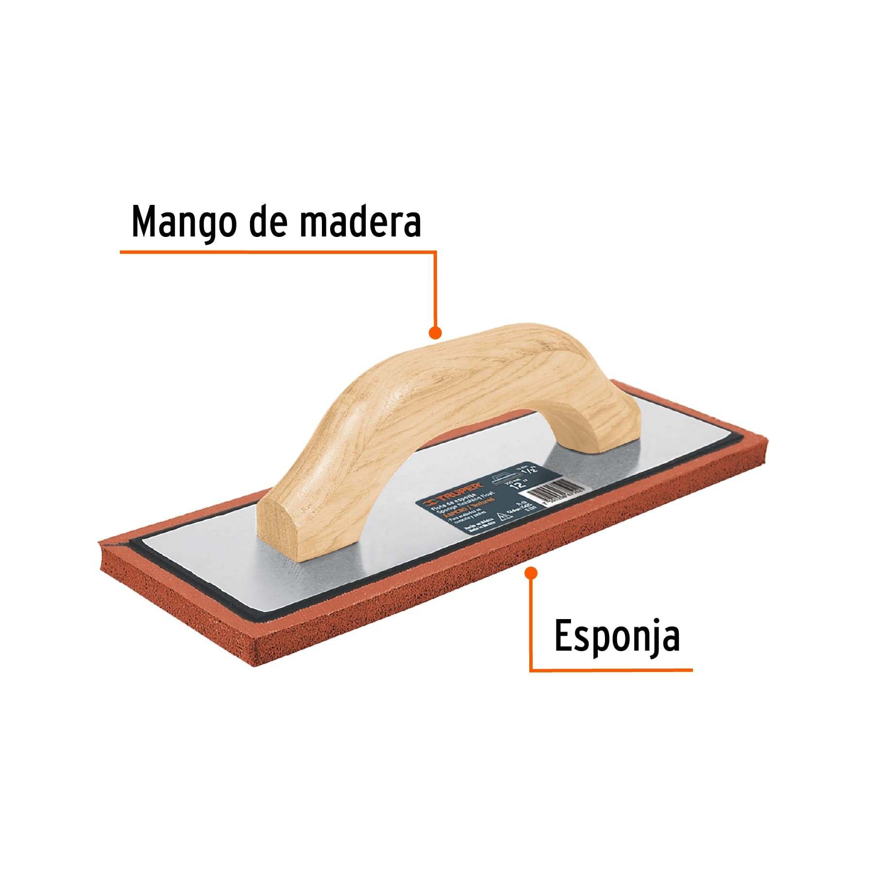 FLOTA DE ESPONJA 12", ESPESOR 1/2", ACABADO ÁSPERO, TRUPER 15425