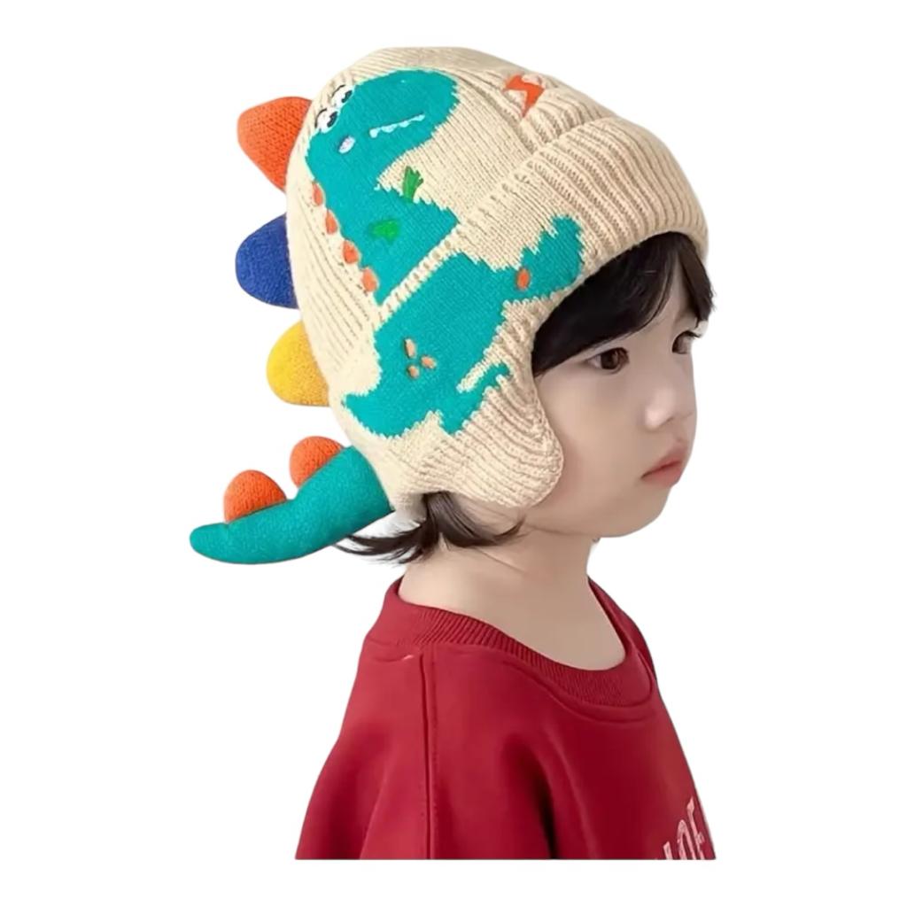 Gorro Infantil Tejido De Punto Dinosaurio Para Niños