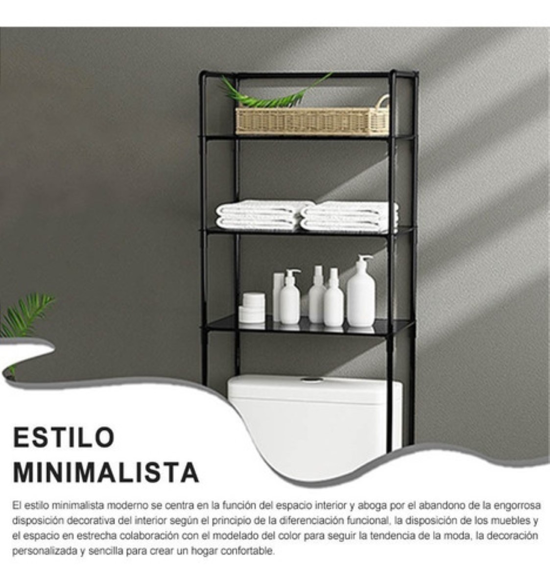 Toallero Mueble Organizador Baño Rack Estante Sanitario Negro