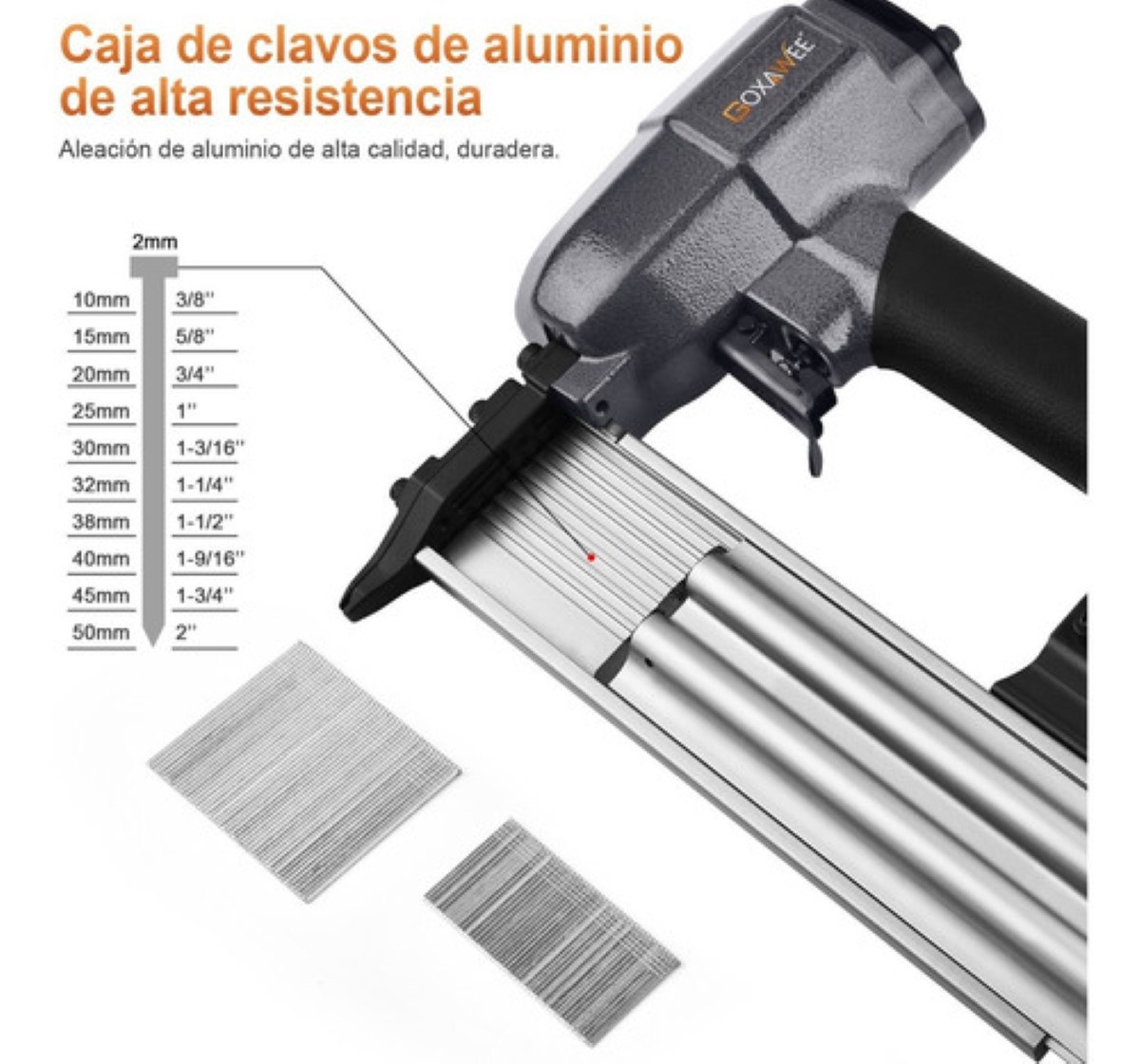 Pistola Clavadora Para Carpintería Con 2000 Clavos Negro