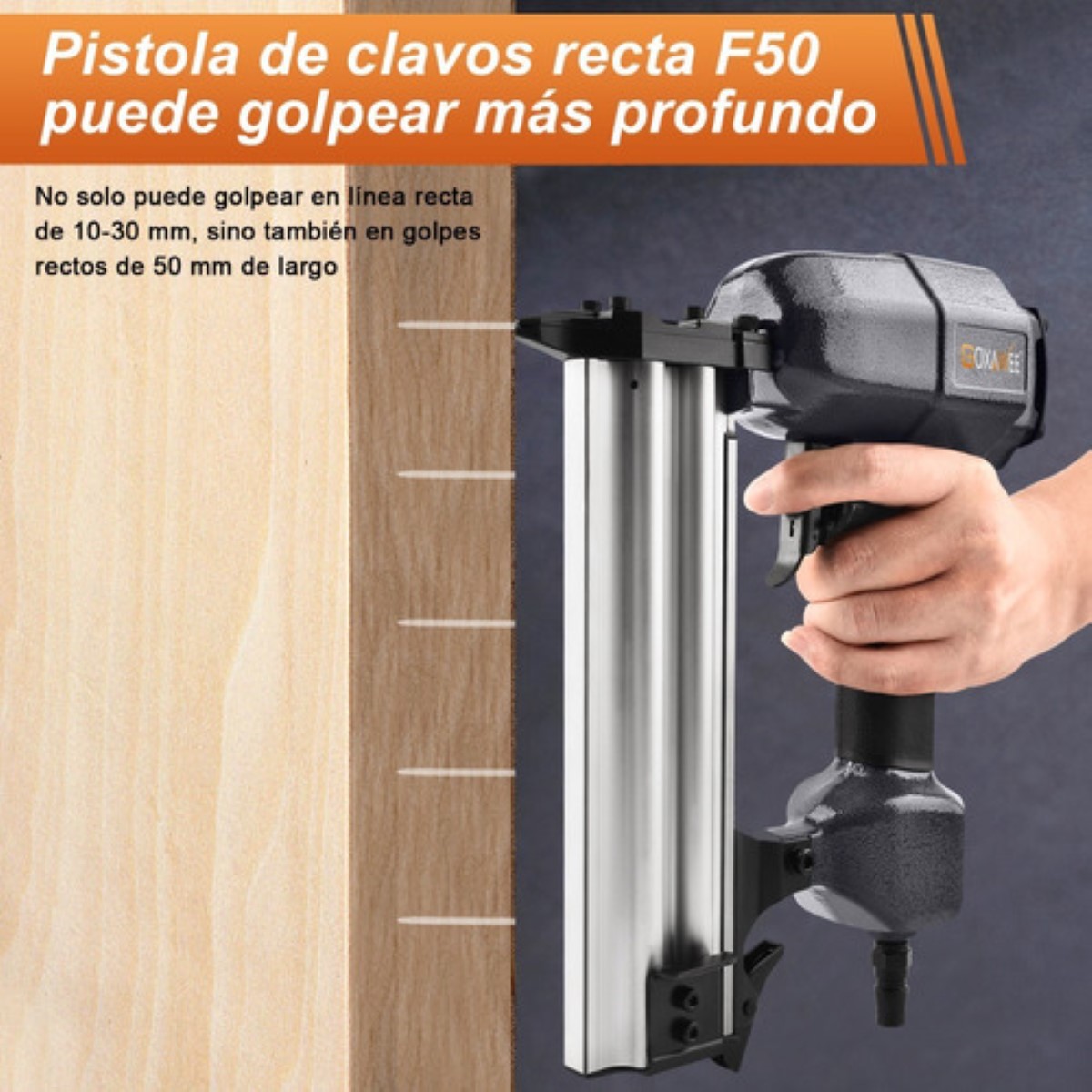 Pistola Clavadora Para Carpintería Con 2000 Clavos Negro