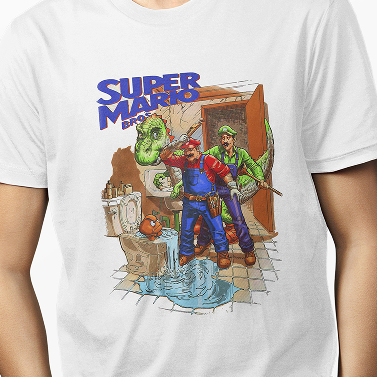 Playera Casual Blanca Super Mario Bros ArtFan