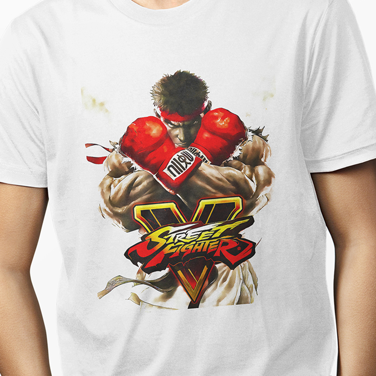Playera para hombre Blanca Street Fighter: Ryu