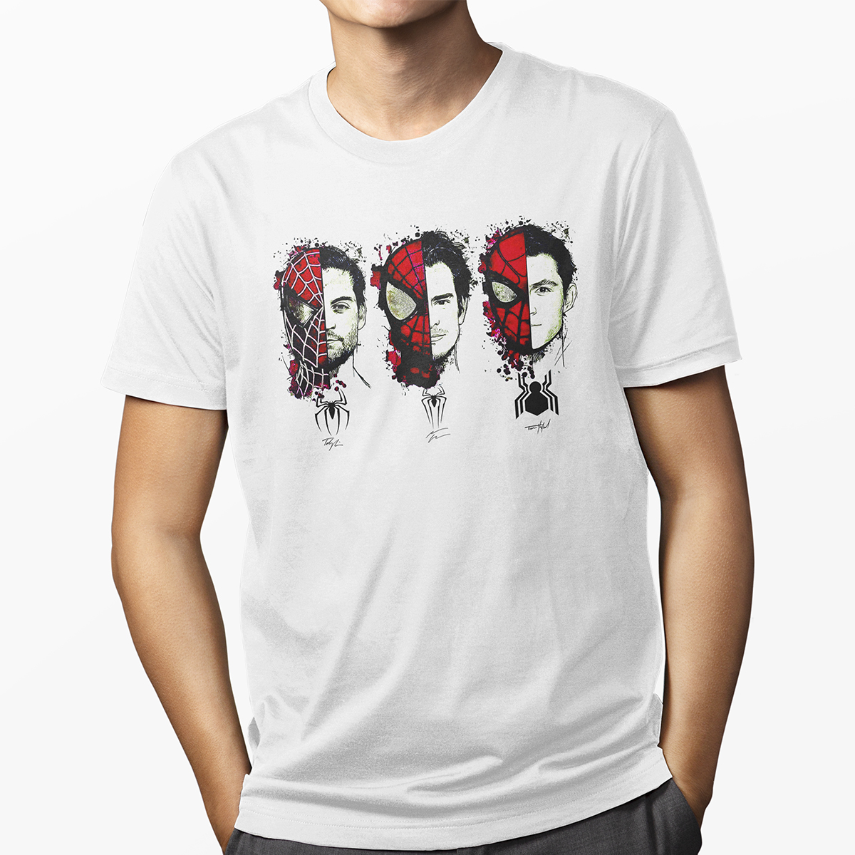 Playera para hombre Blanca Spiderman Multiverso Peter Parker