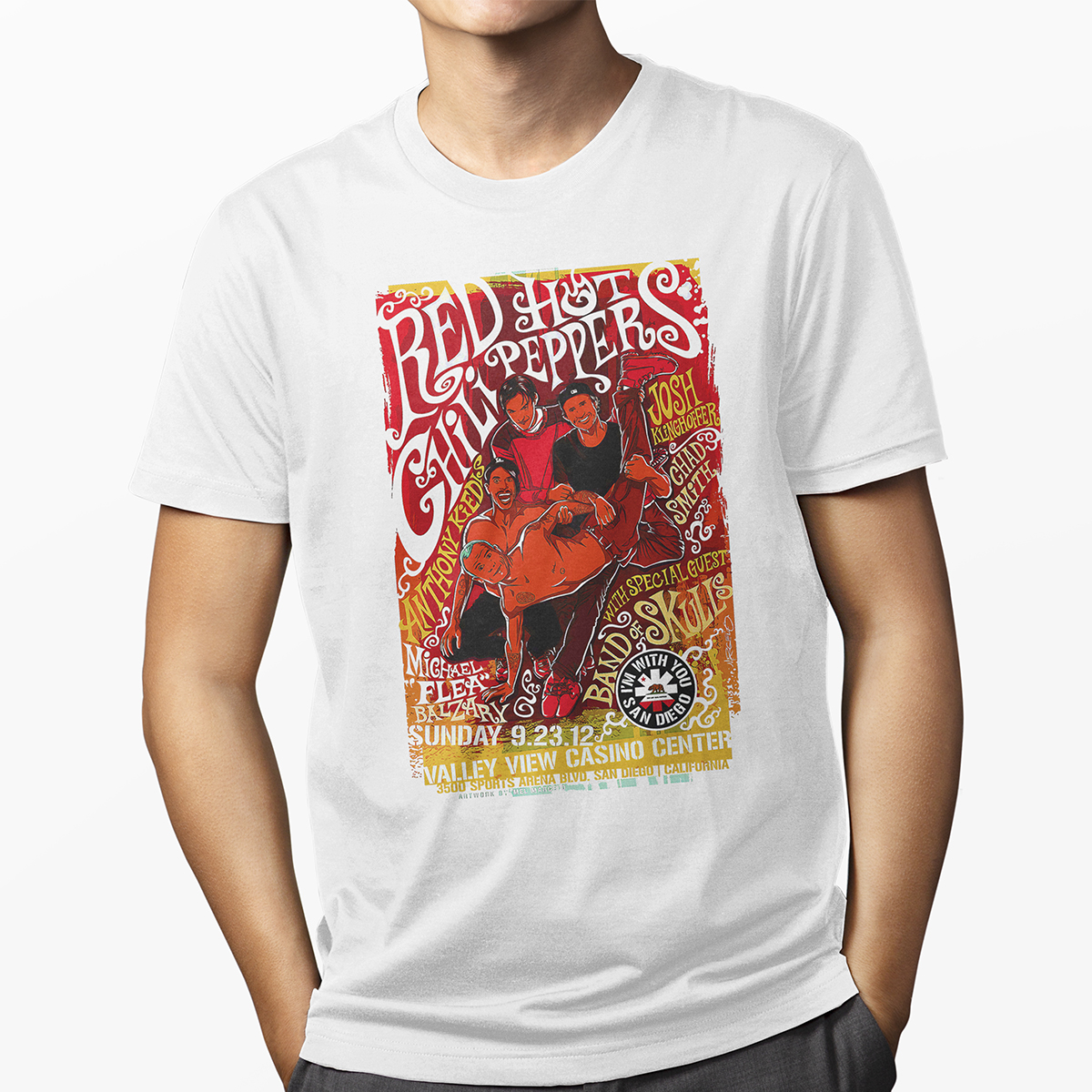 Playera Casual Blanca Red Hot Chili Peppers