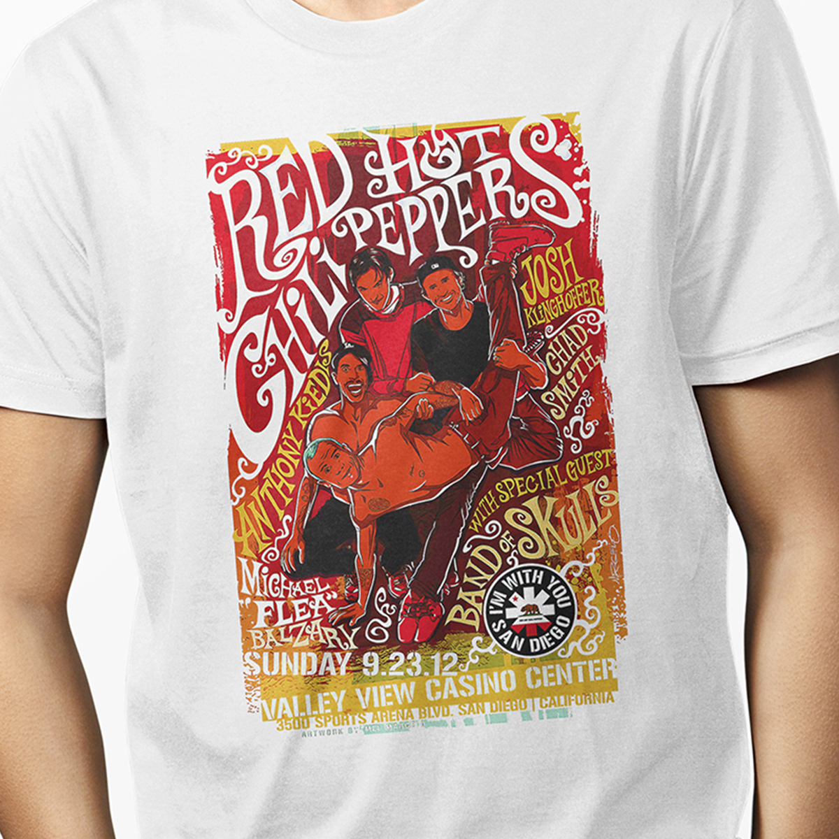 Playera Casual Blanca Red Hot Chili Peppers