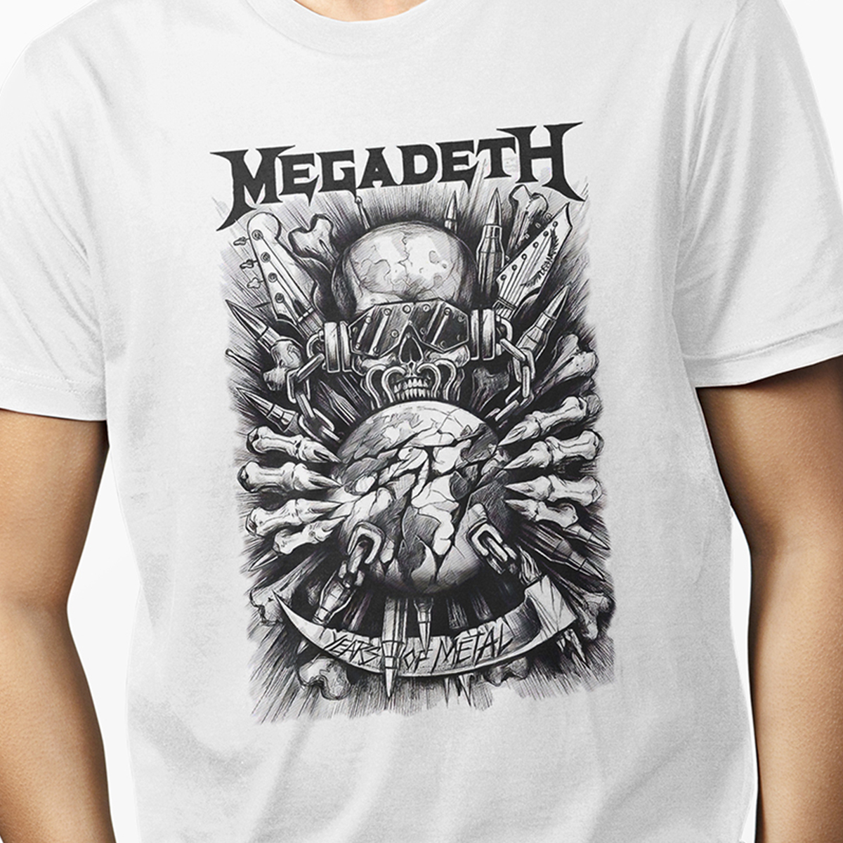 Playera Casual Blanca Megadeth Thrash Metal