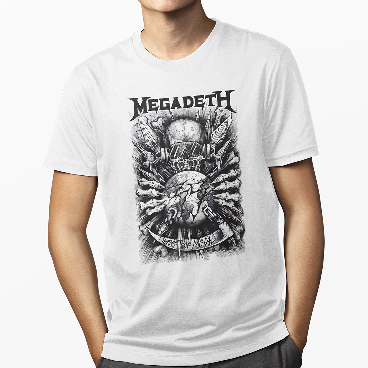 Playera Casual Blanca Megadeth Thrash Metal