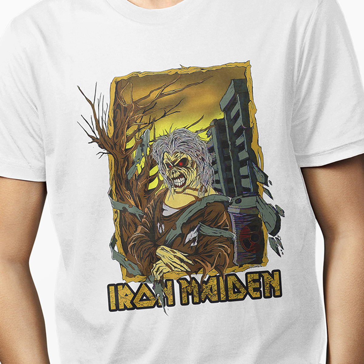 Playera Casual Blanca Iron Maiden Banda Metal