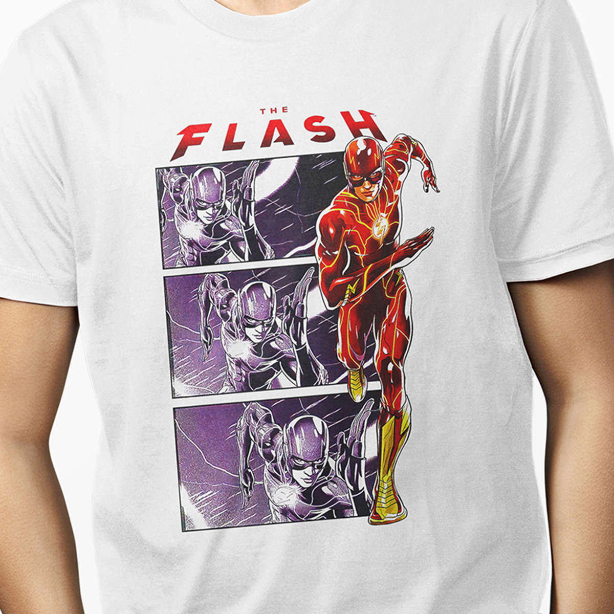 Playera para hombre Blanca Flash Art Comics