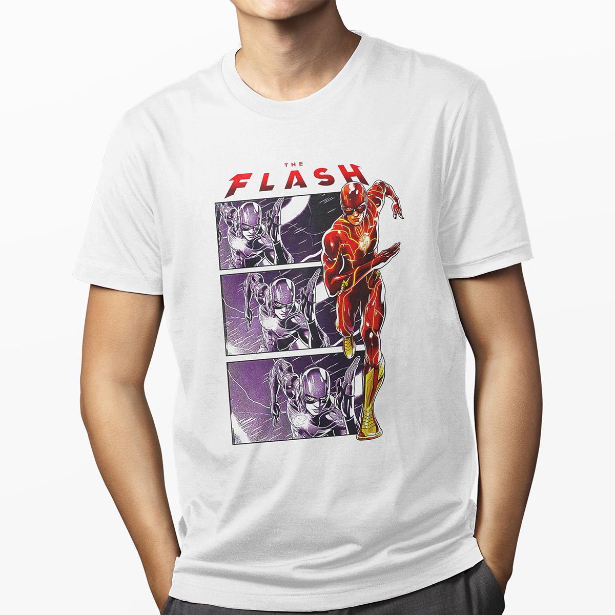 Playera para hombre Blanca Flash Art Comics