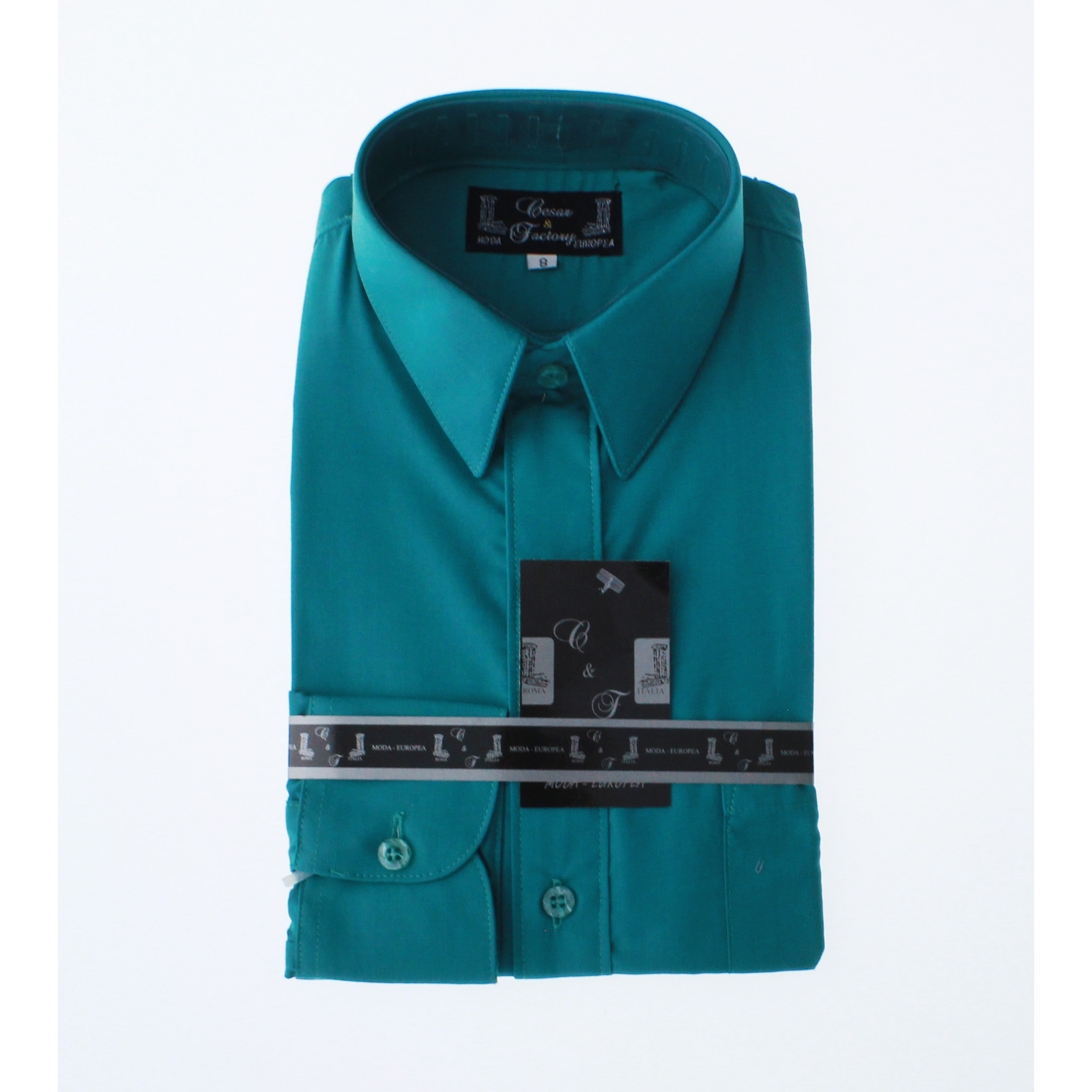 Camisa De Vestir Verde Turquesa para Niño Manga Larga 3620 2-18 Años.