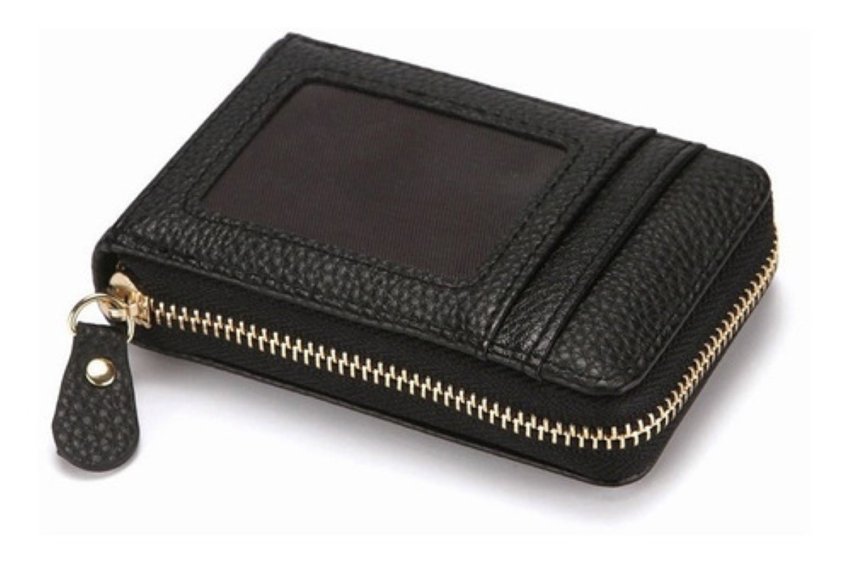 Cartera Minimalista Hombre Mujer Tarjetero Protección Rfid Negro