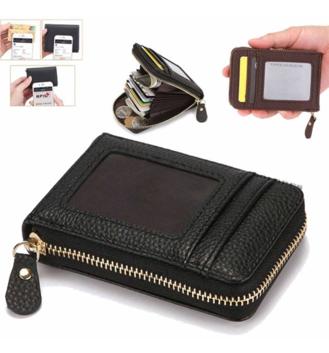 Cartera Minimalista Hombre Mujer Tarjetero Protección Rfid Negro