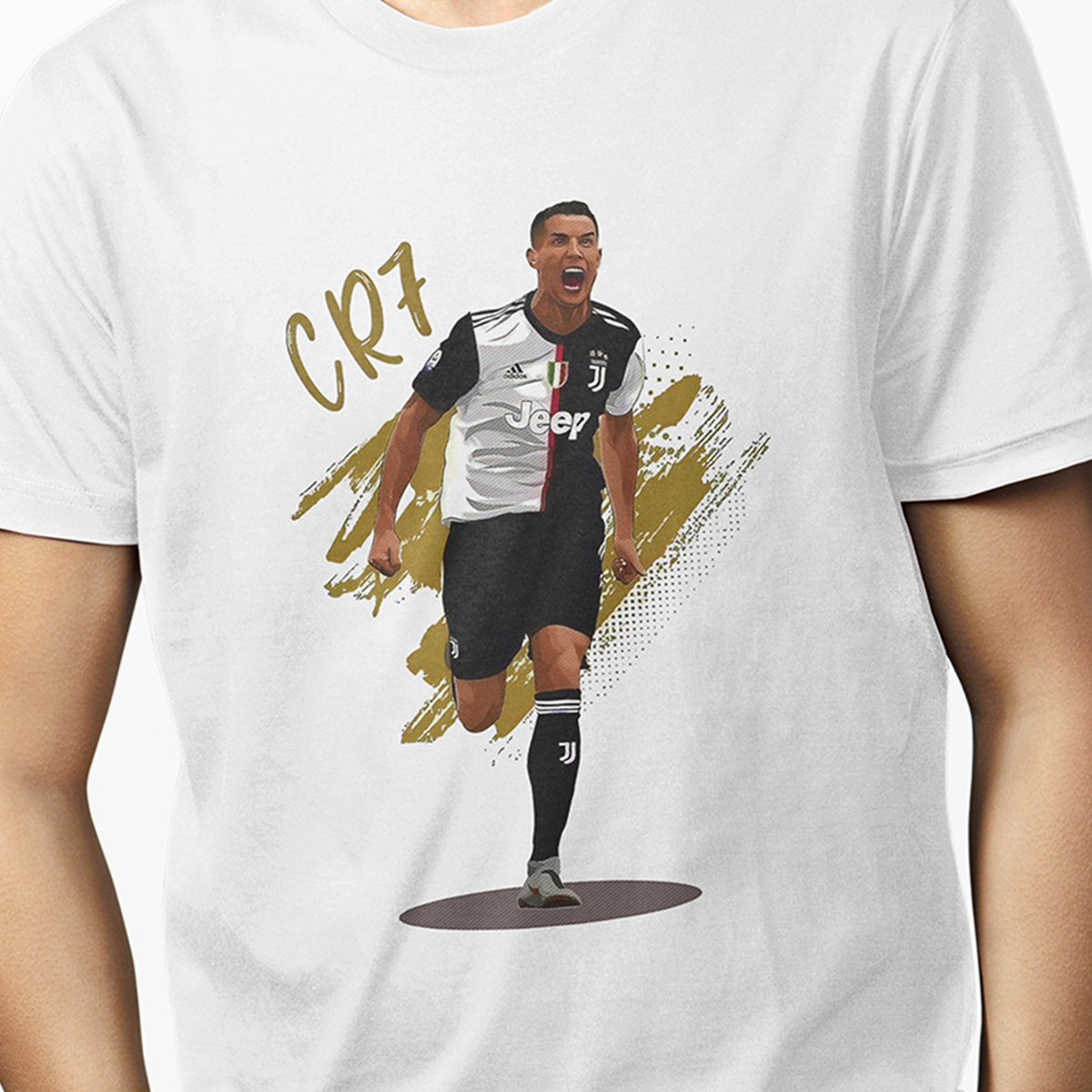 Playera Casual Blanca Cristiano Ronaldo Art CR7 Futbol