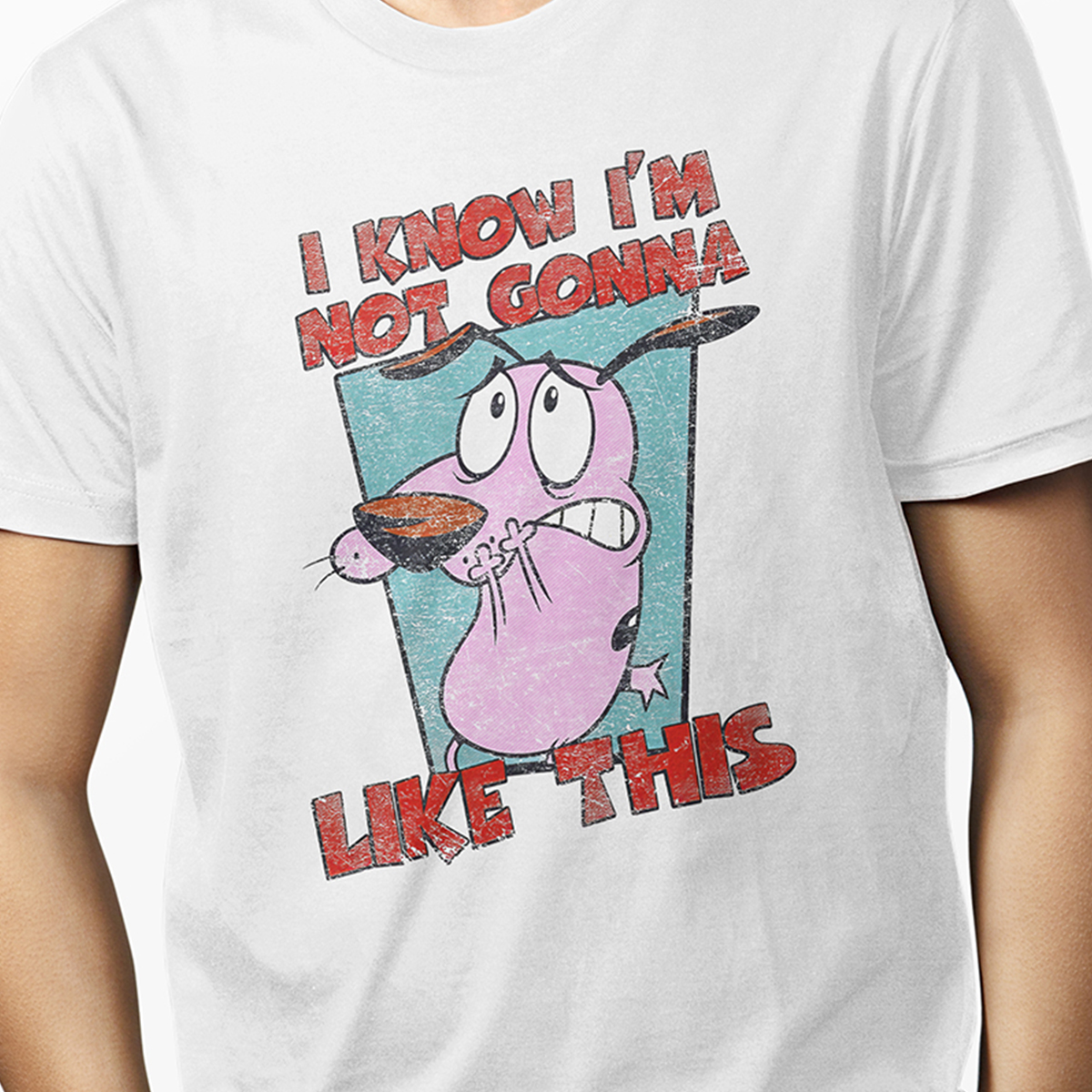 Playera Urbana Blanca para hombre Coraje el perro cobarde