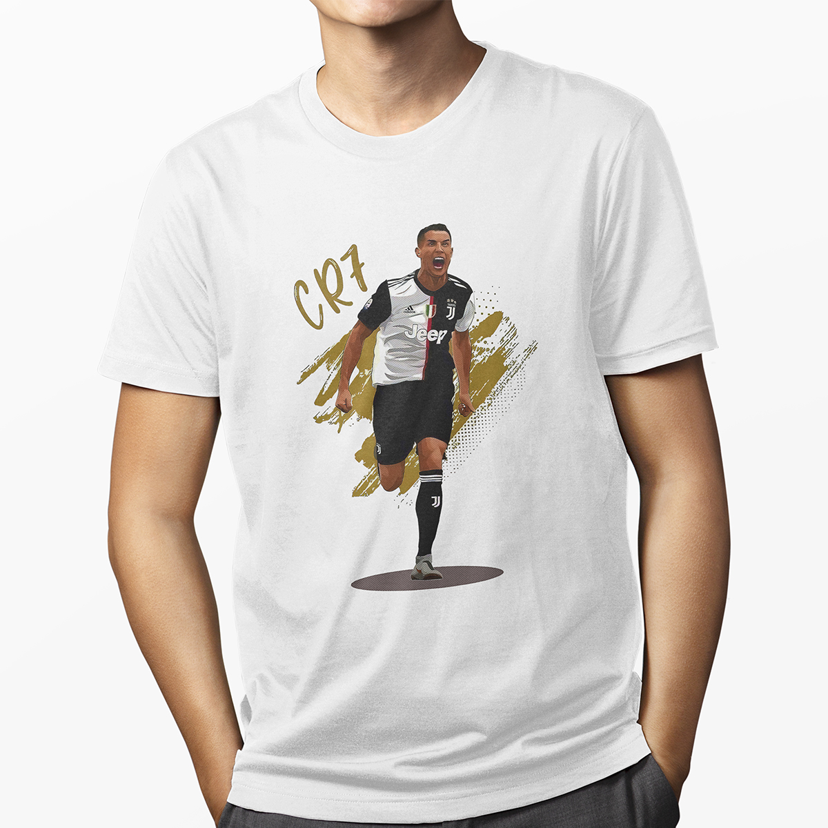 Playera Casual Blanca Cristiano Ronaldo Art CR7 Futbol