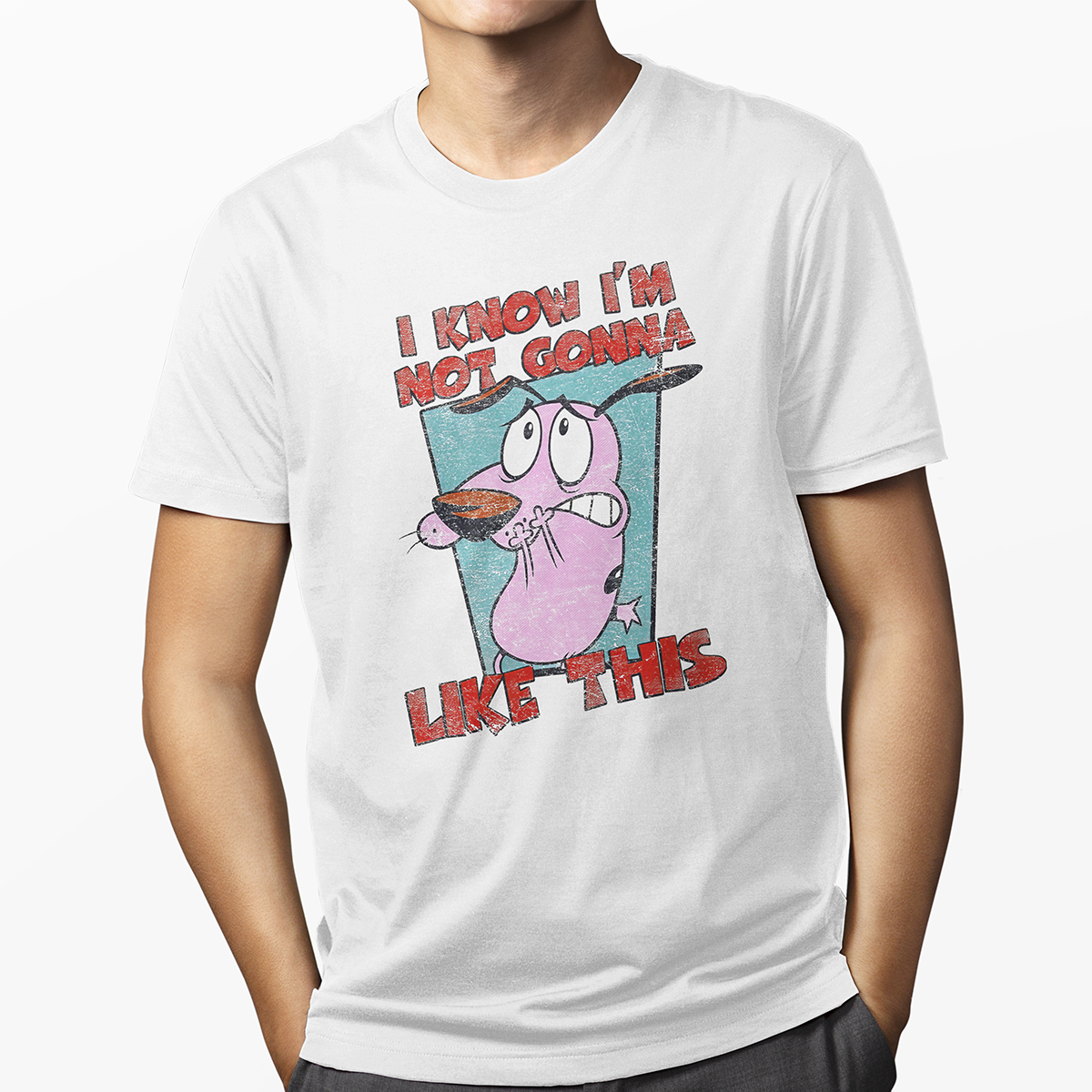 Playera Urbana Blanca para hombre Coraje el perro cobarde