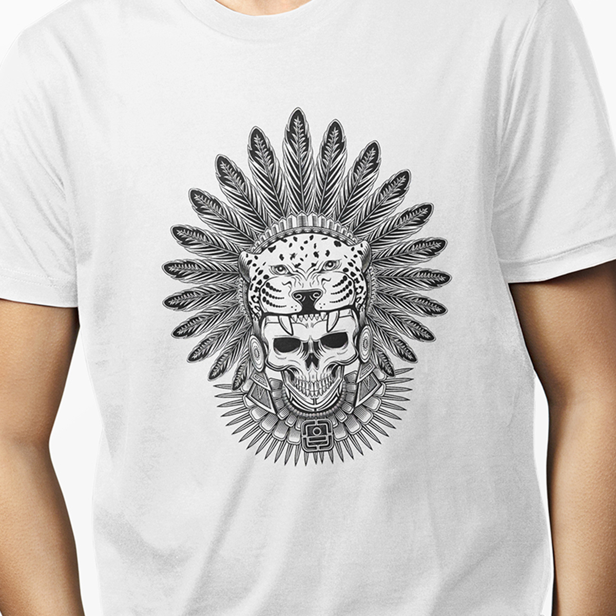 Playera Blanca Jaguar Calavera Urban Art para caballero