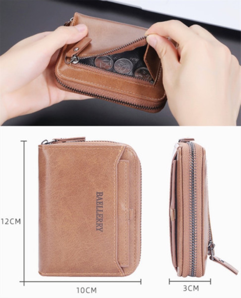 Cartera Tarjetas Billetera De Lujo Cuero Para Hombre Marrón