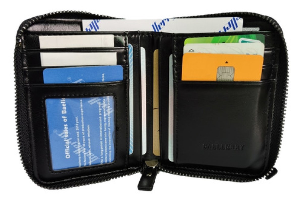 Cartera Tarjetas Billetera De Lujo Cuero Para Hombre Padre Negro