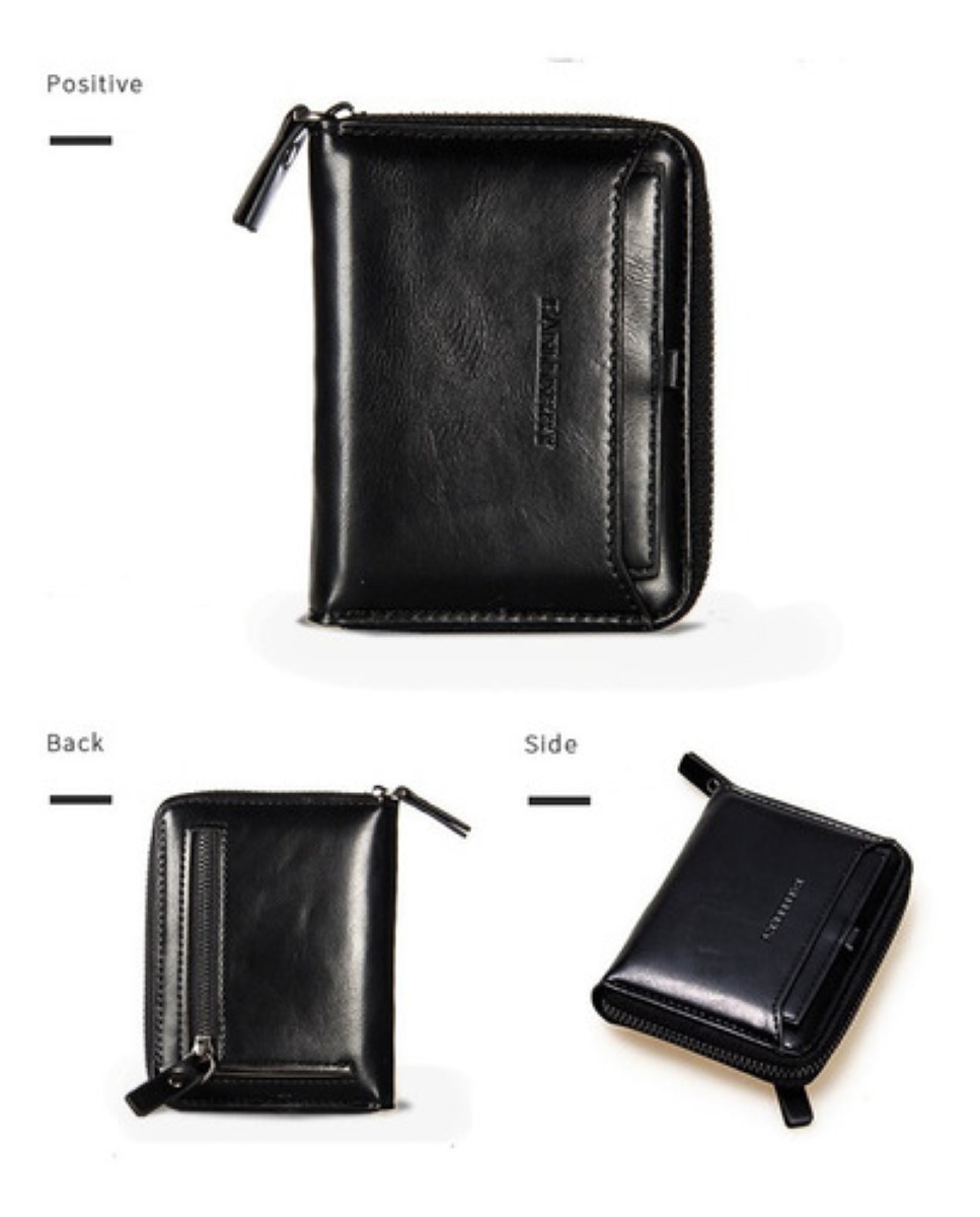 Cartera Tarjetas Billetera De Lujo Cuero Para Hombre Padre Negro