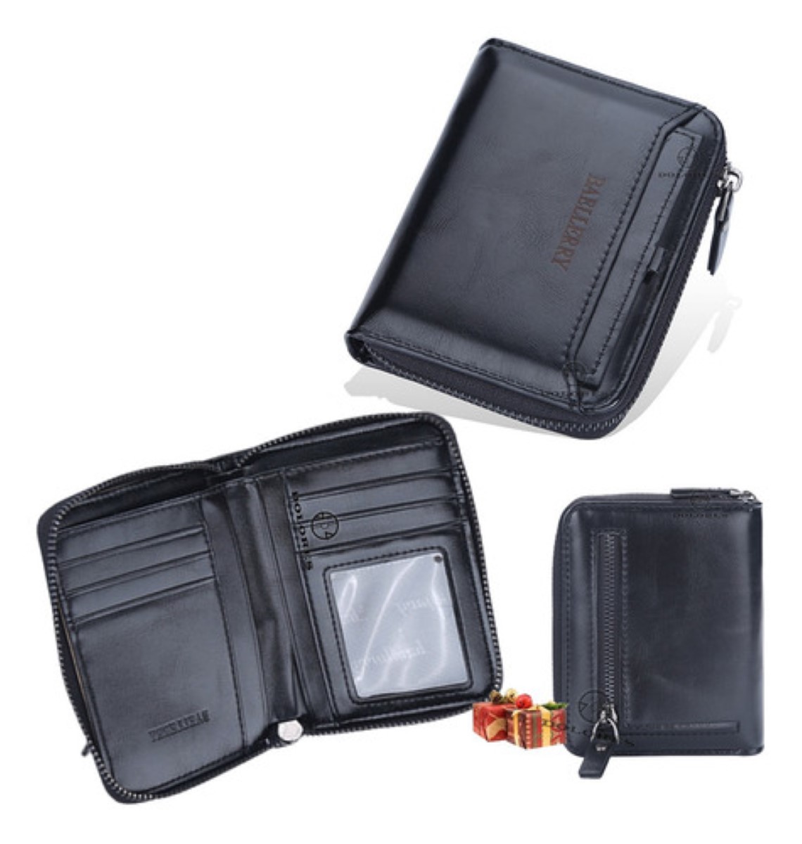 Cartera Tarjetas Billetera De Lujo Cuero Para Hombre Padre Negro