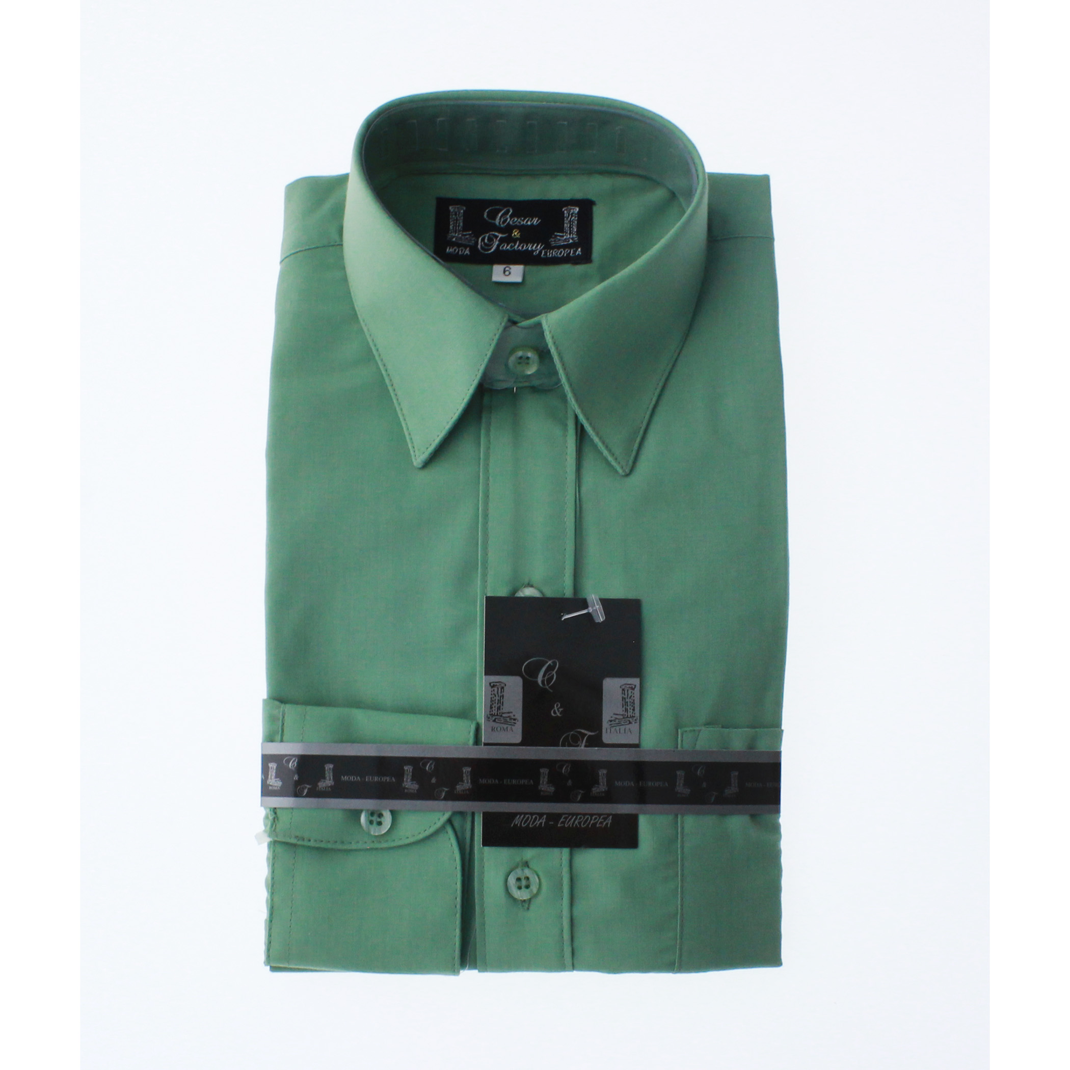 Camisa De Vestir Verde Jade para Niño Manga Larga 3621 2-18 Años..