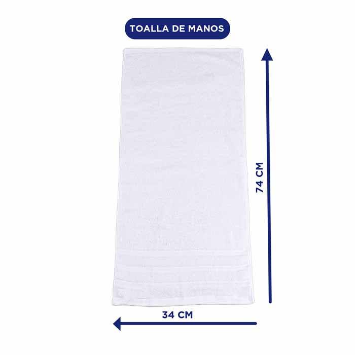 Toalla para Manos Blanca 4 piezas 100% Algodon 34x74 - Hokins