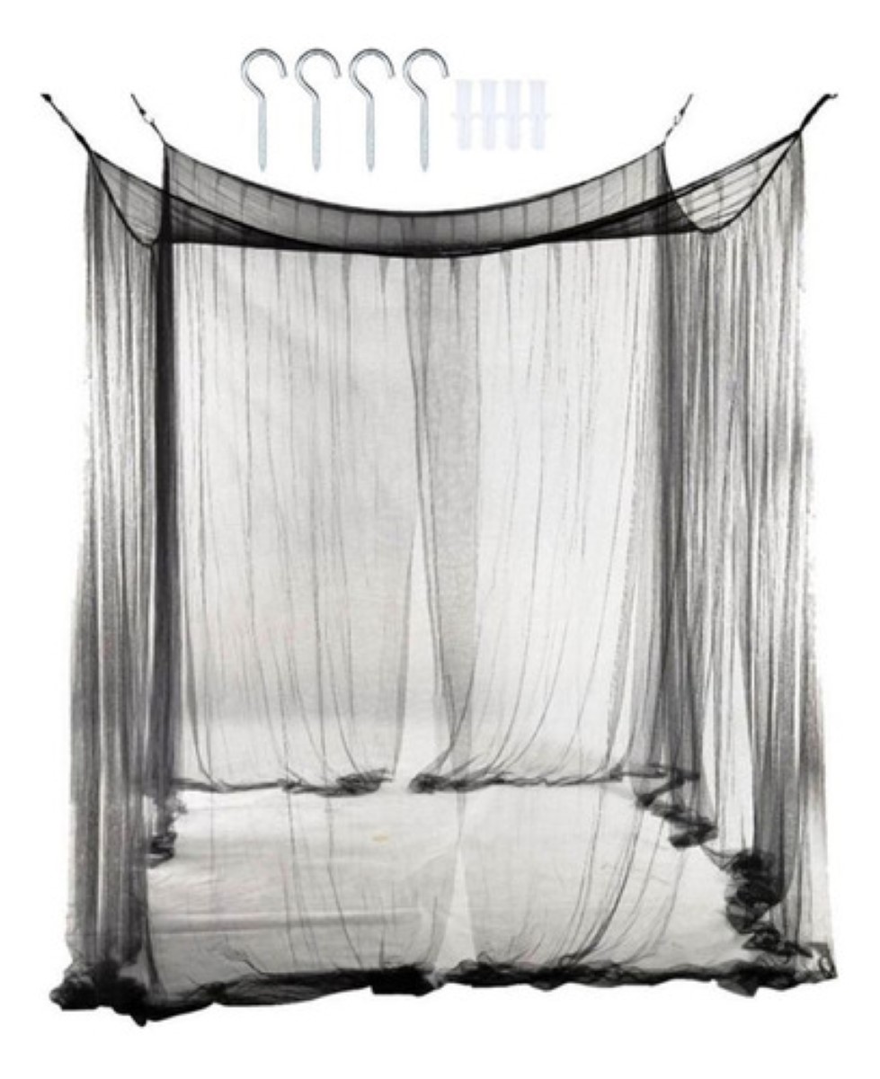 Pabellón Mosquitero King Size, Cuatro Esquinas Negro