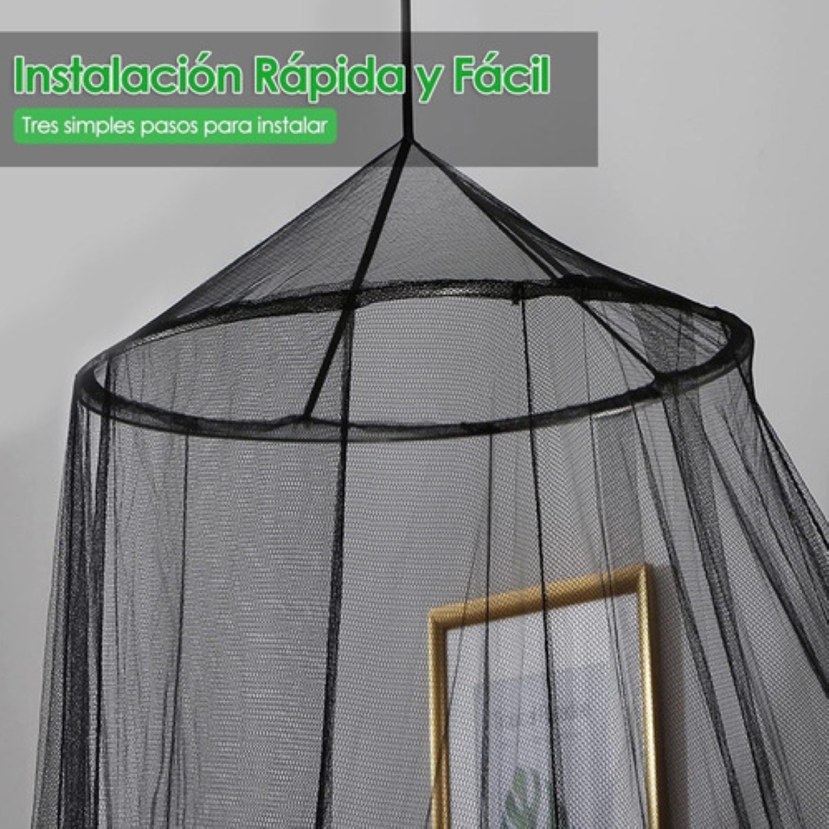 Pabellón Mosquitero King Size Para Cama De Redonda De Niño Negro