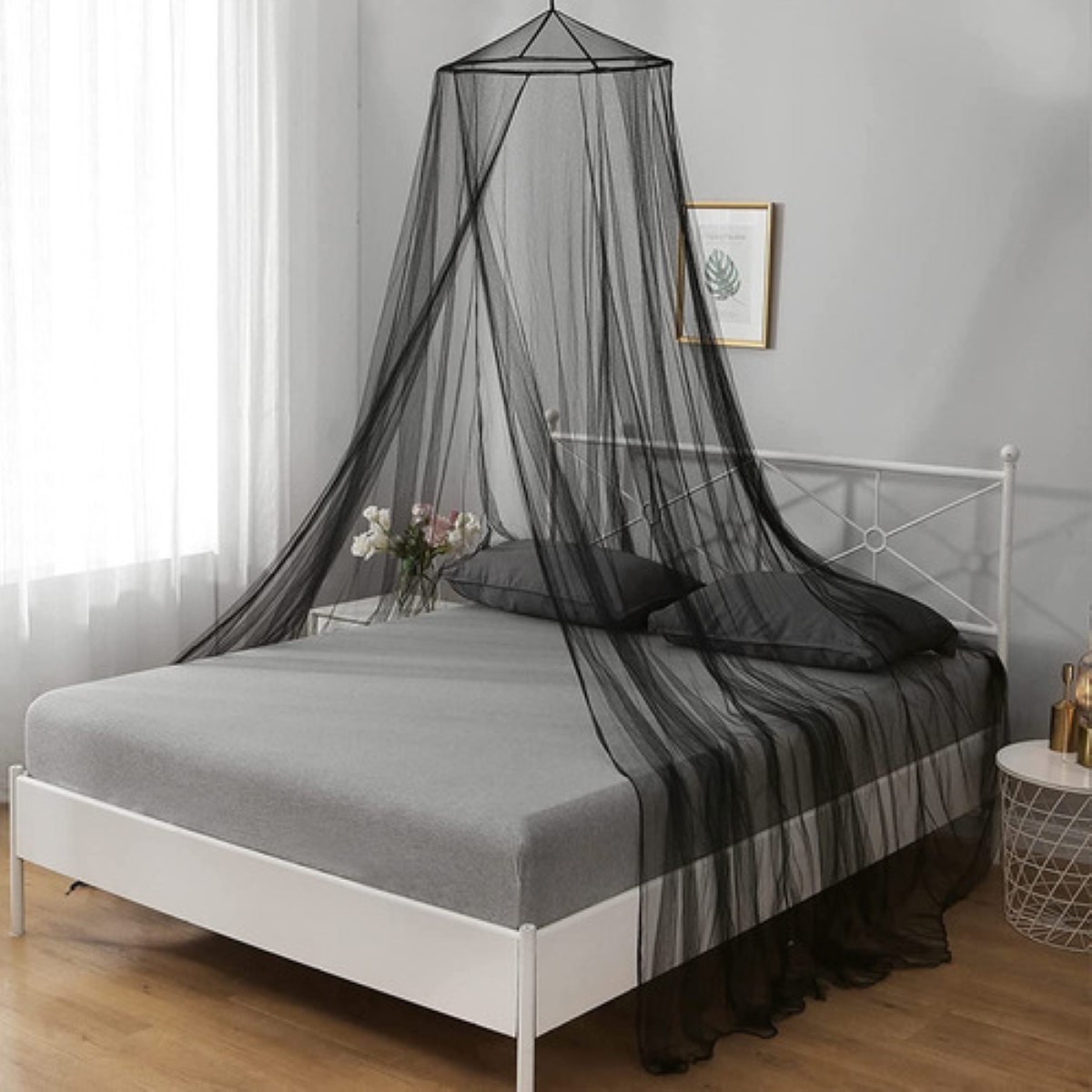 Pabellón Mosquitero King Size Para Cama De Redonda De Niño Negro