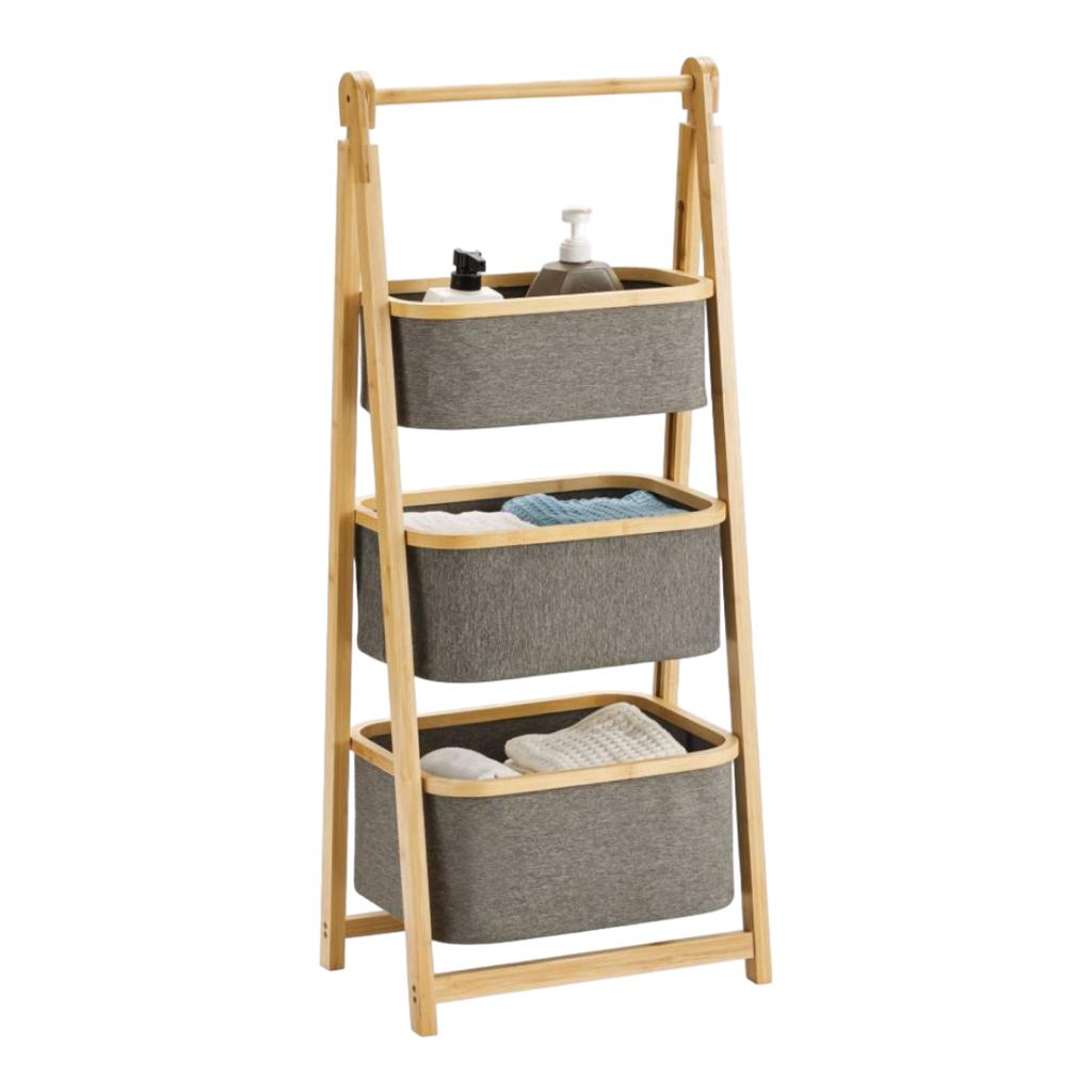 Torre De Almacenamiento De Bambú Plegable 3 Niveles