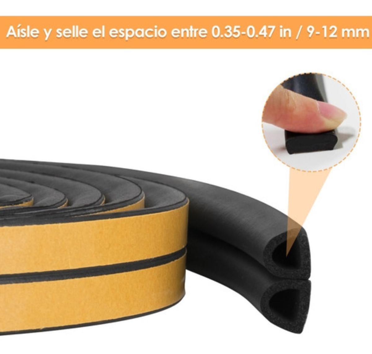 Guarda Polvo Para Puerta Ancho Adhesivo Prueba Intemperie 6m Amarillo/Negro