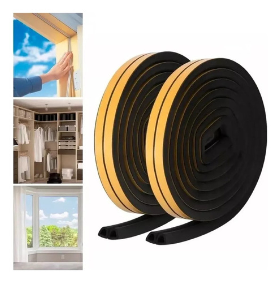 Guarda Polvo Para Puerta Ancho Adhesivo Prueba Intemperie 6m Amarillo/Negro