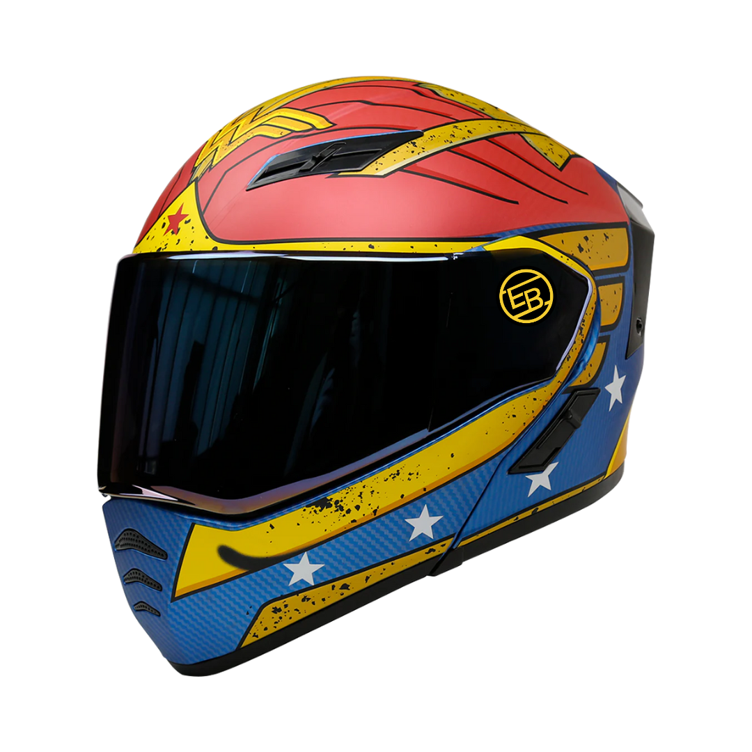 CASCO ABATIBLE KOV DC ESTELAR WONDER WOMAN ROJO MOTO