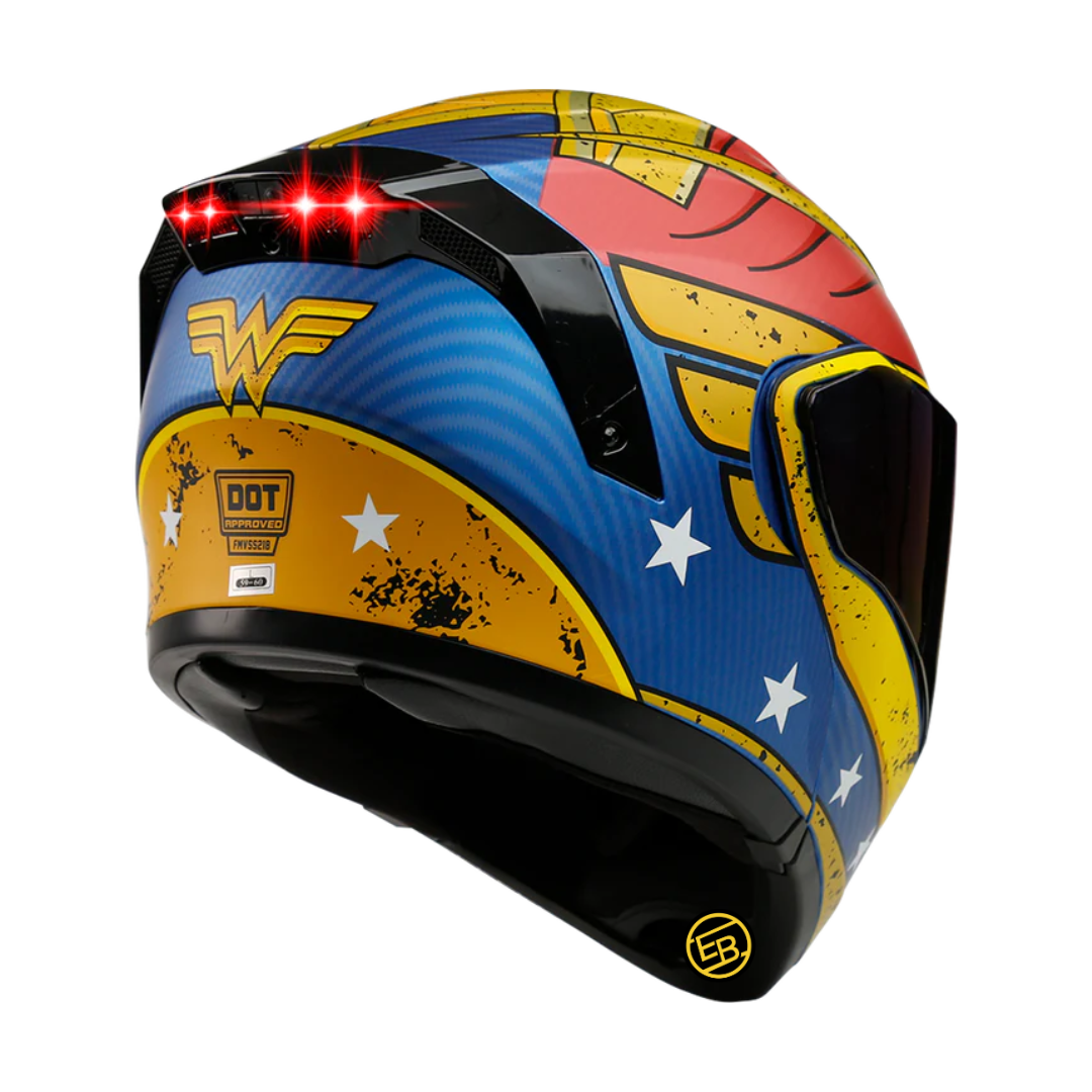 CASCO ABATIBLE KOV DC ESTELAR WONDER WOMAN ROJO MOTO
