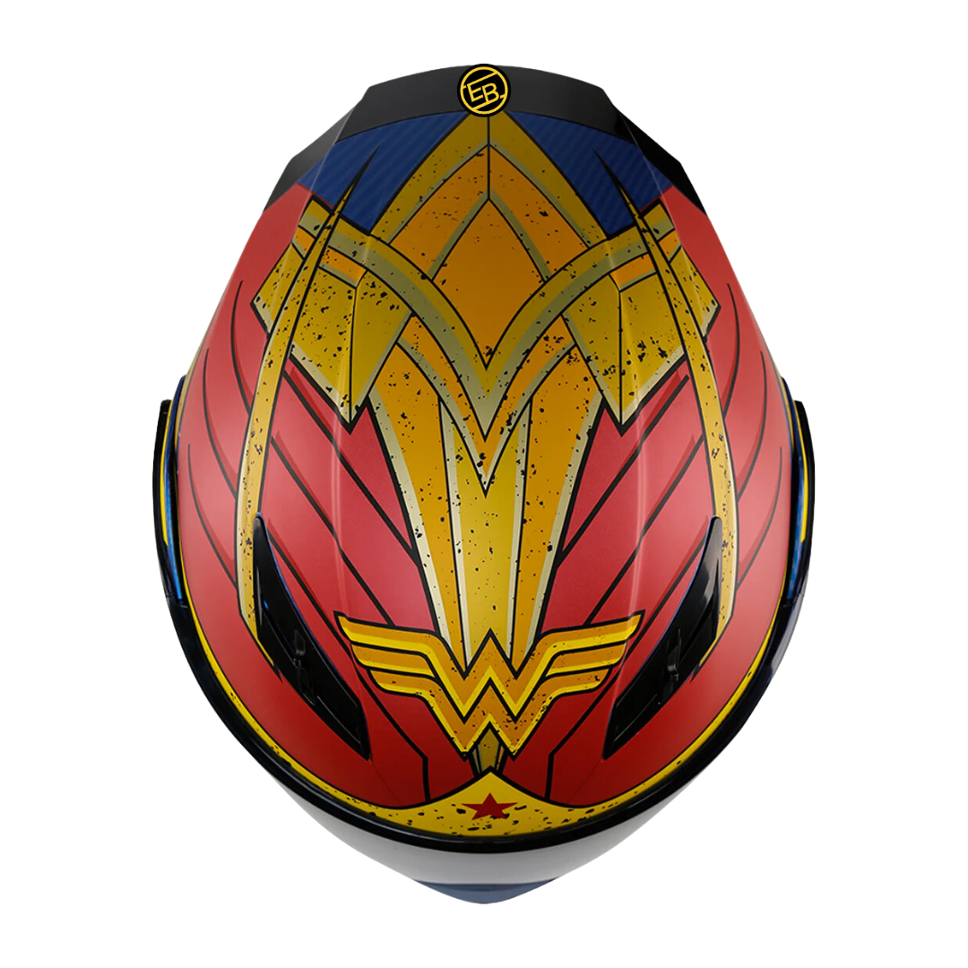 CASCO ABATIBLE KOV DC ESTELAR WONDER WOMAN ROJO MOTO