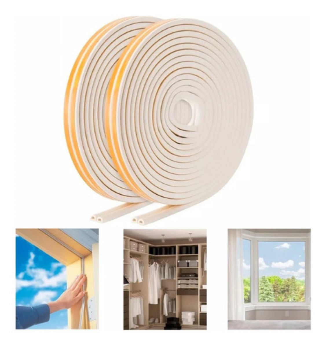 Tira De Sellado Para Puerta Y Ventana Guarda Polvo 10m*2 Beige/Amarillo