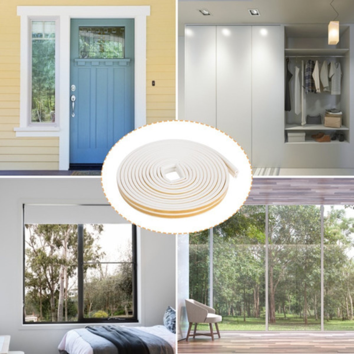 Tira De Sellado Para Puerta Y Ventana Guarda Polvo 10m*2 Beige/Amarillo