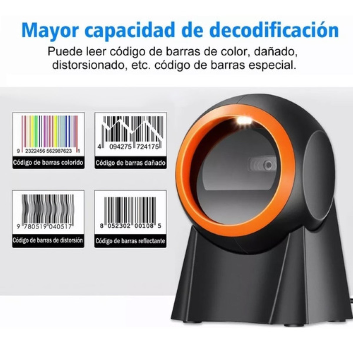 Lector Código Barras Omnidireccional 1d/2d/qr Usb Scanner Negro