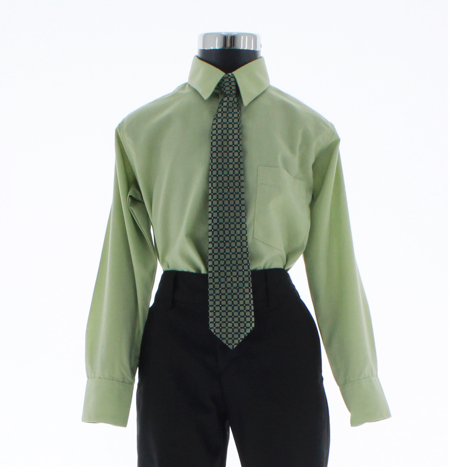 Camisa De Vestir Verde Pistache para Niño Manga Larga 3624 2-18 Años.