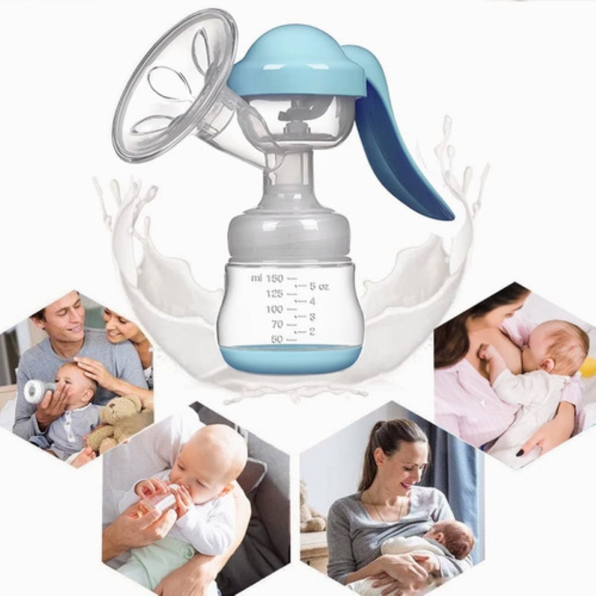 Extractor De Leche Materna Saca Leche Con 10 Bolsas Azul